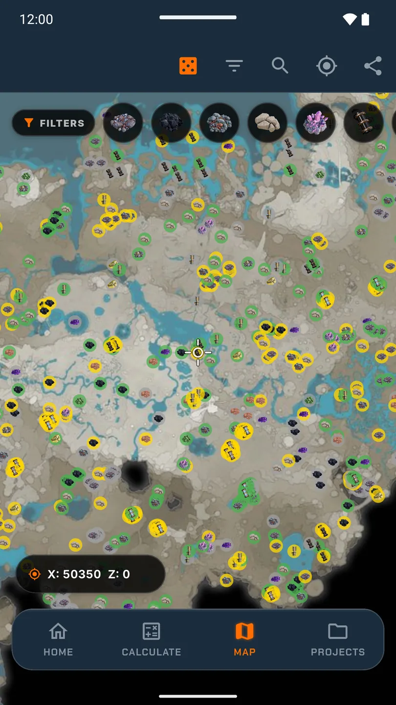 Interactive resource map with nodes, hard drives and collectibles